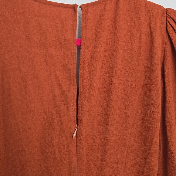 Reformation Women’s Long-Sleeve Tie-Neck A-Line Dress in Rust Size 2 - Picture 8 of 10